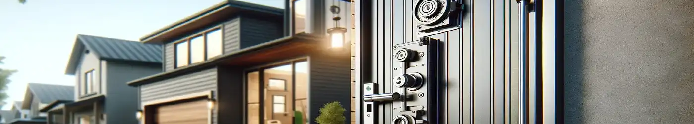 Alt text for Cosmopolitan Single Door Security Gate: Elevate your security with this cosmopolitan and modern entrance solution