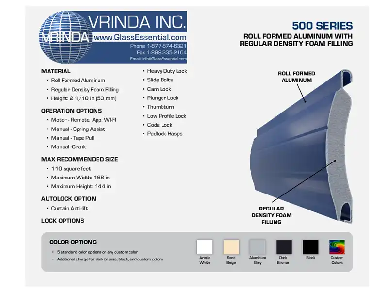500 series foam filled roll up shutter details
