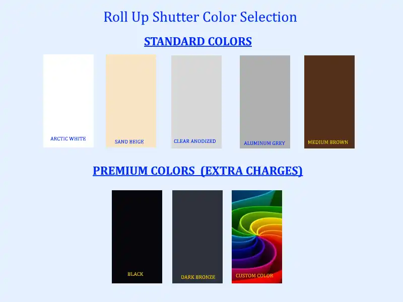 Roll Up Shutter Color Selection