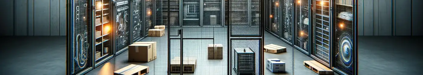 Truck box with wire mesh partitions for secure storage